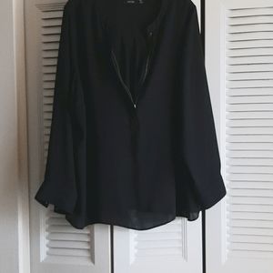 Women's black sheer long sleeve top